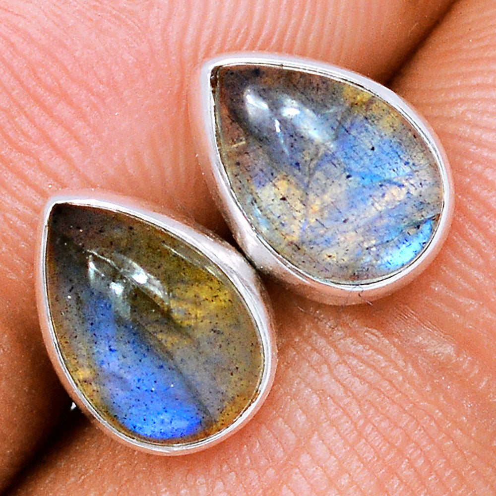 Sterling Silver Blue Fire Labradorite Stud Earrings