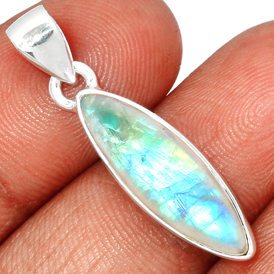 Sterling Silver Blue Fire Moonstone Pendant