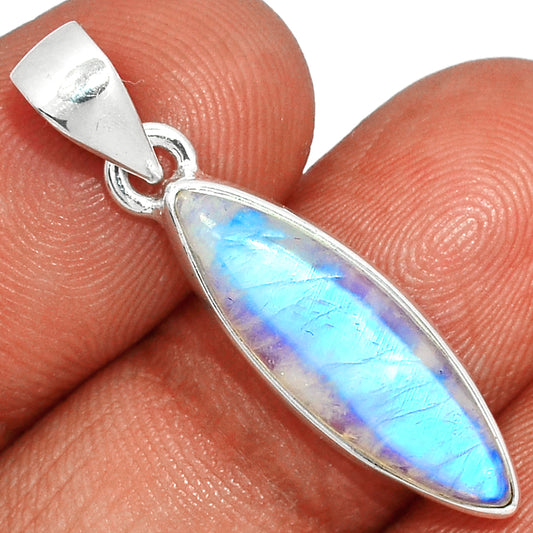 Sterling Silver Blue Fire Moonstone Pendant