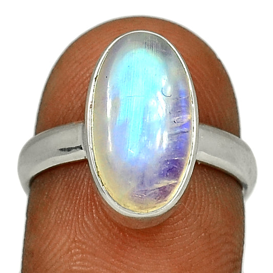 Sterling Silver Blue Fire Moonstone Ring