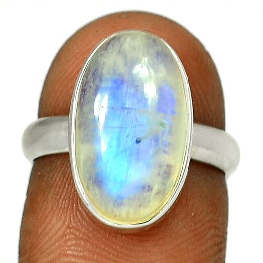 Sterling Silver Blue Fire Moonstone Ring