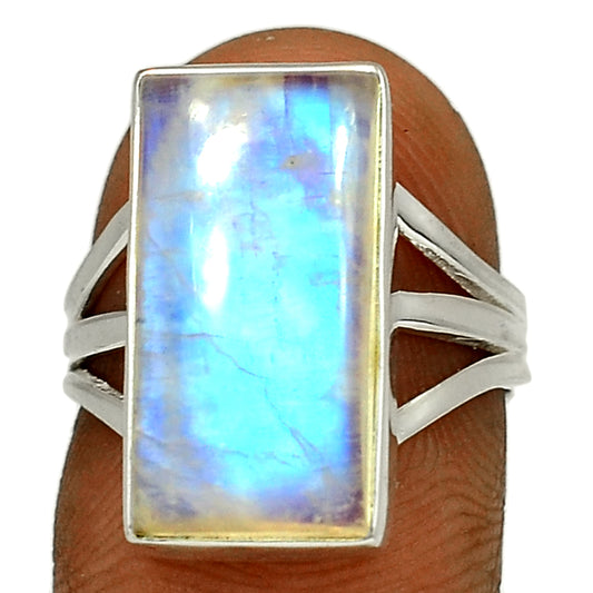 Sterling Silver Blue Fire Moonstone Ring
