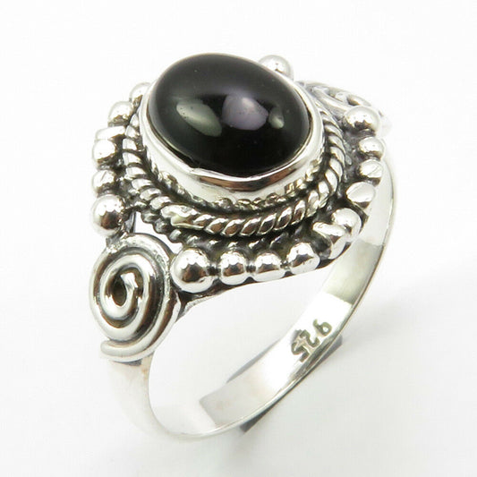 Black Onyx Sterling Silver Embellished Ring