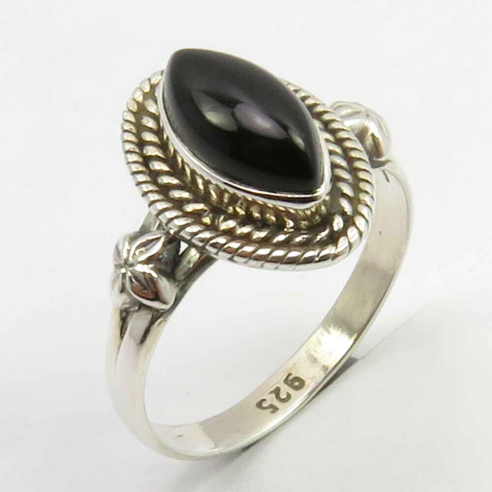 Onyx Sterling Silver Embellished Ring