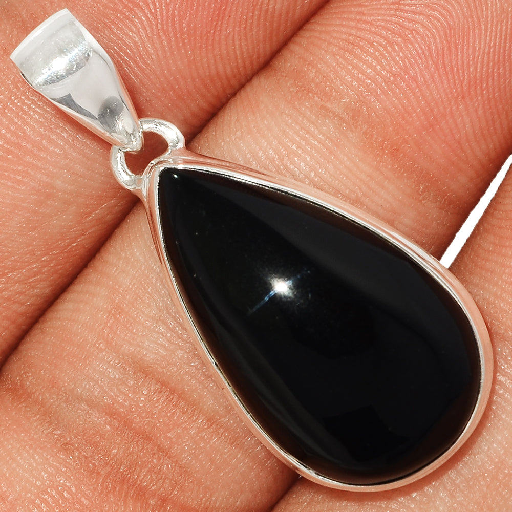 Sterling Silver Black Onyx Teardrop Pendant