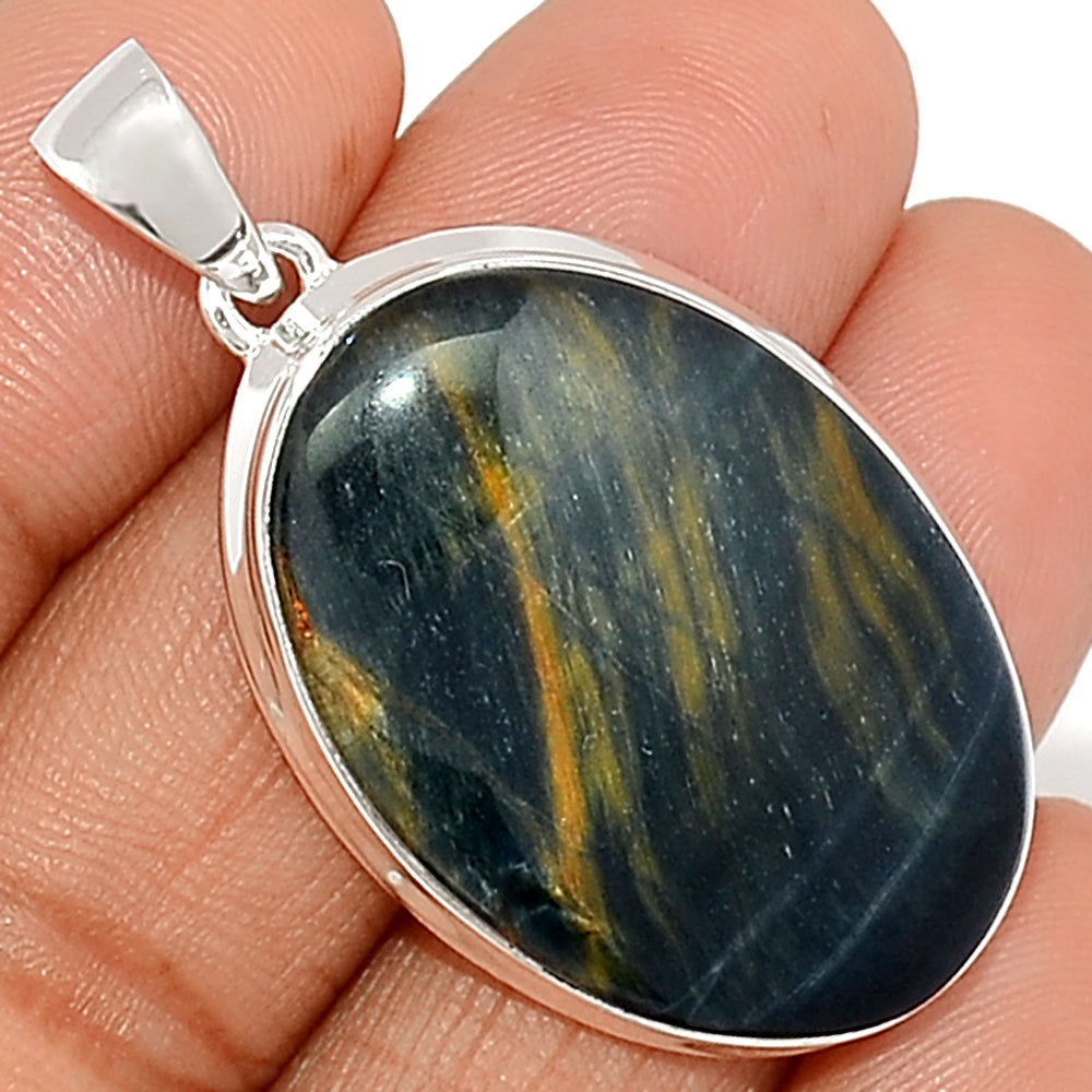 Sterling Silver Blue Tiger Eye Pendant