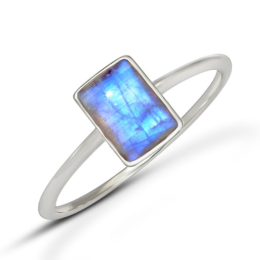 Sterling Silver Rainbow Moonstone Ring