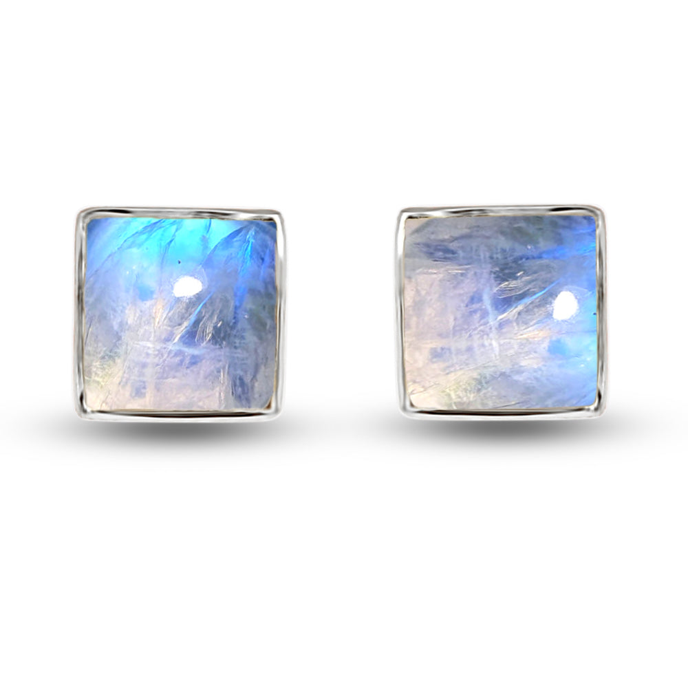 Rainbow Moonstone Sterling Silver Studs