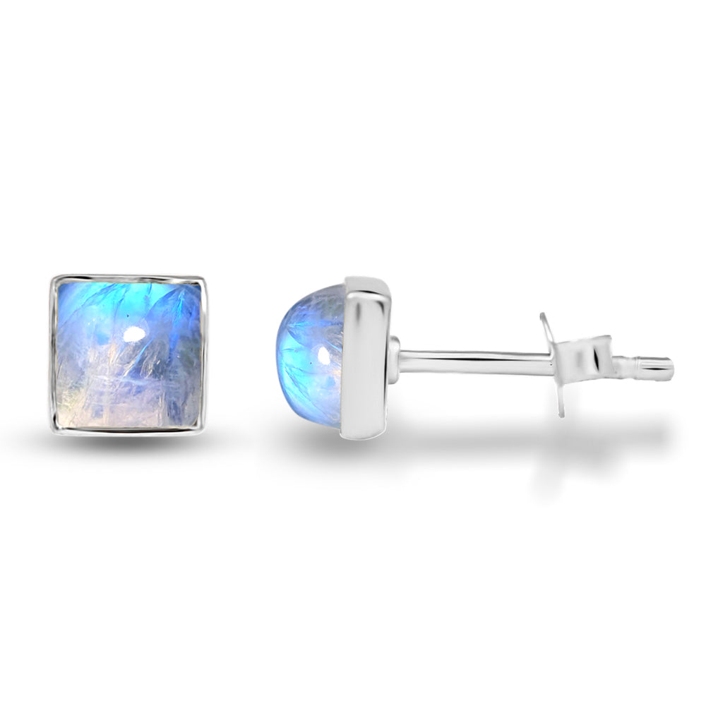 Rainbow Moonstone Sterling Silver Studs