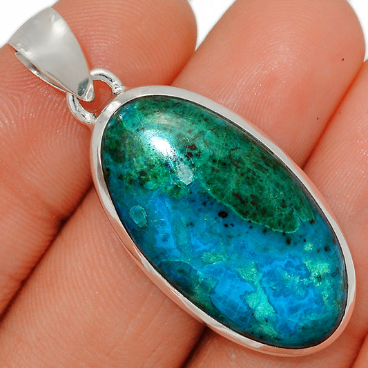 Sterling Silver Chrysocolla Oval Pendant