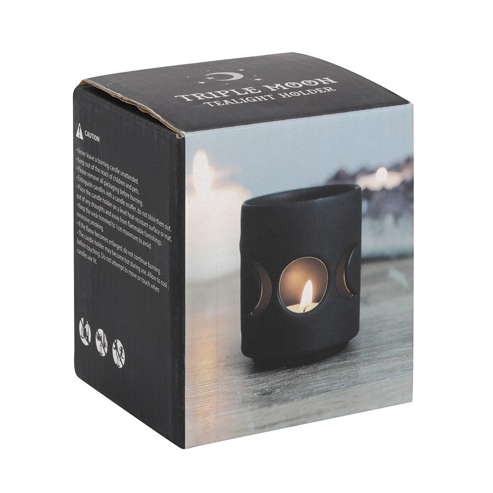 Black Triple Moon Cut Out Small Tealight Holder