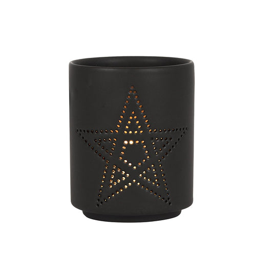 Black Pentagram Cut Out Small Tealight Holder