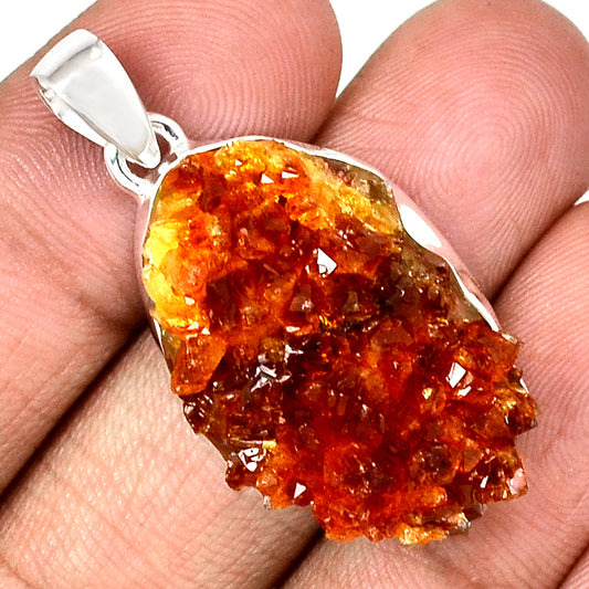 Sterling Silver Citrine Druzy Pendant