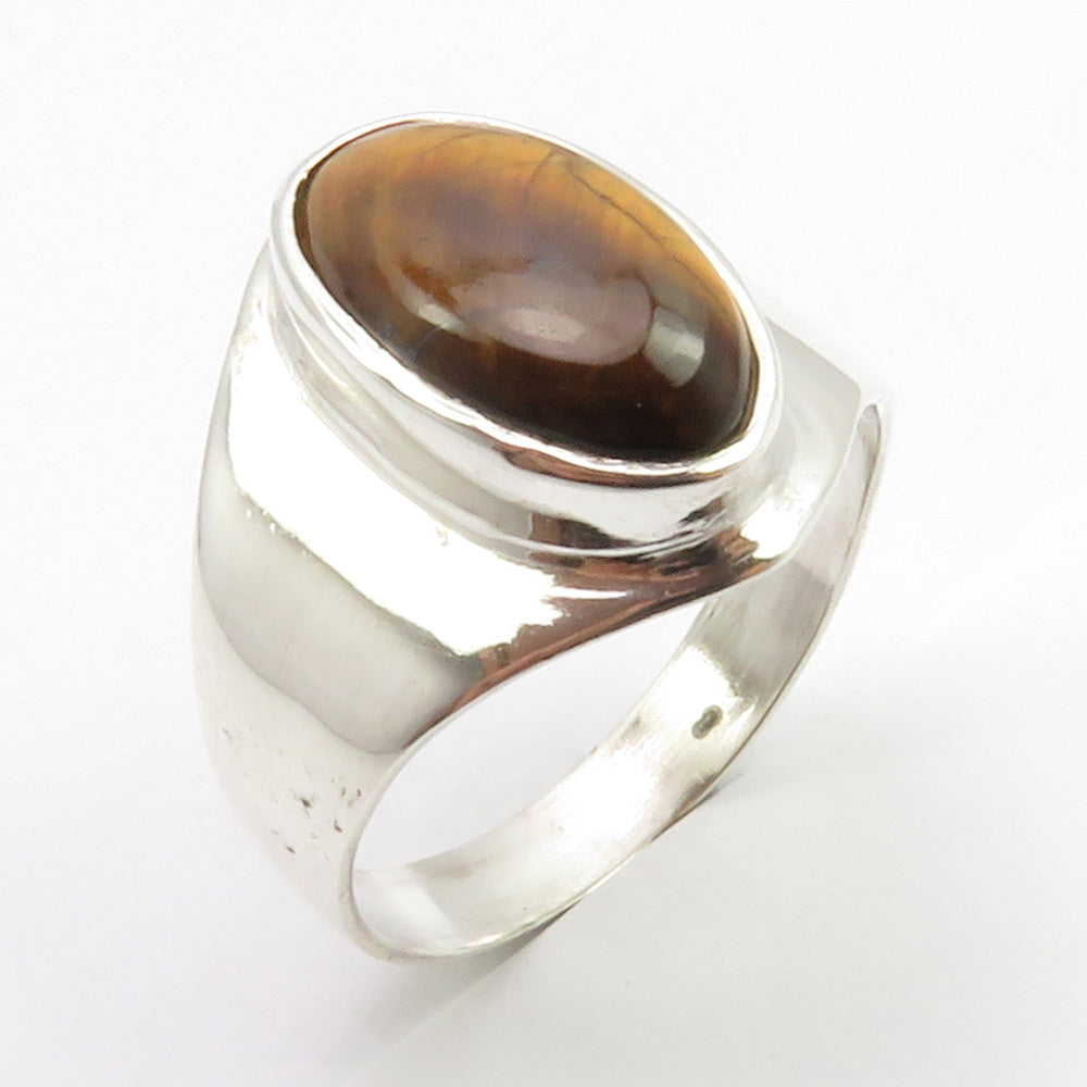 Tiger Eye Sterling Silver Oval Ring