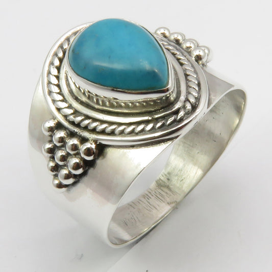 Turquoise Sterling Silver Embellished Ring