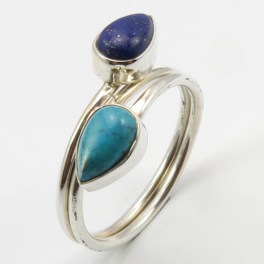 Turquoise & Lapis Lazuli Sterling Silver Ring
