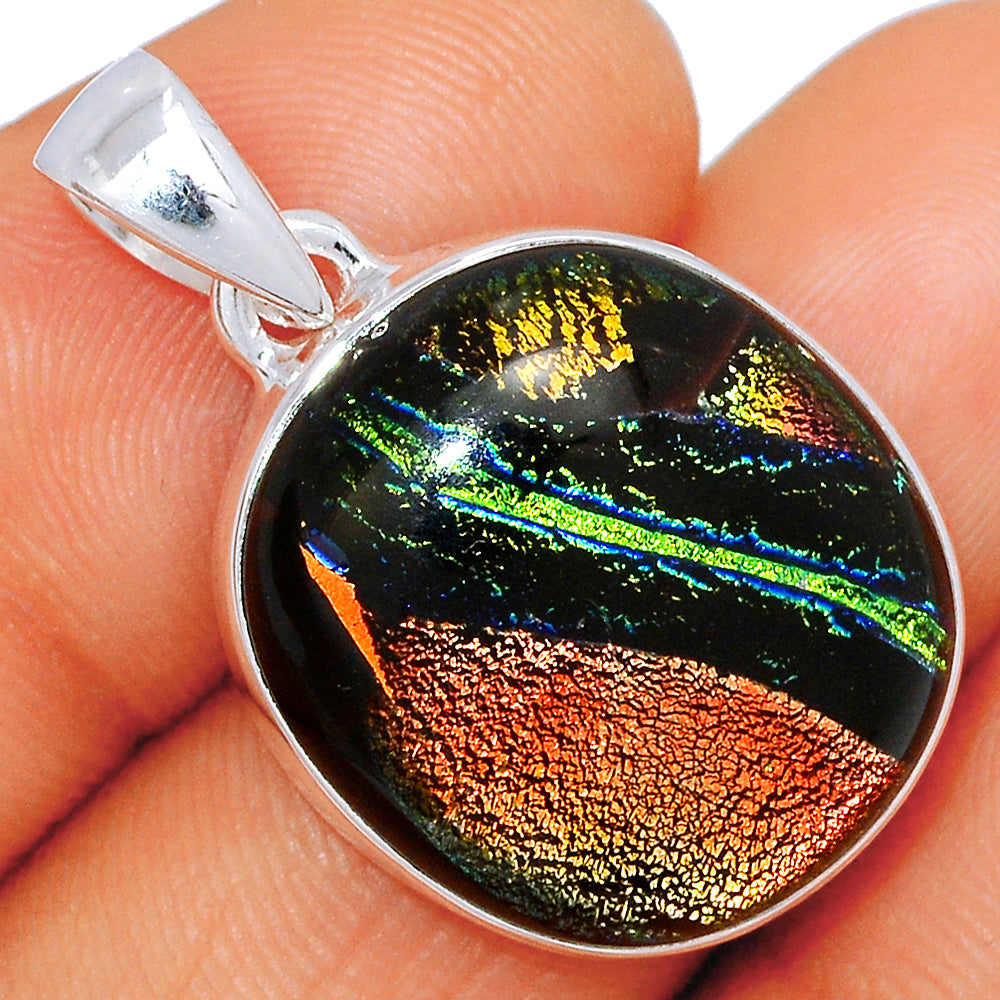 Sterling Silver Dichroic Glass Pendant