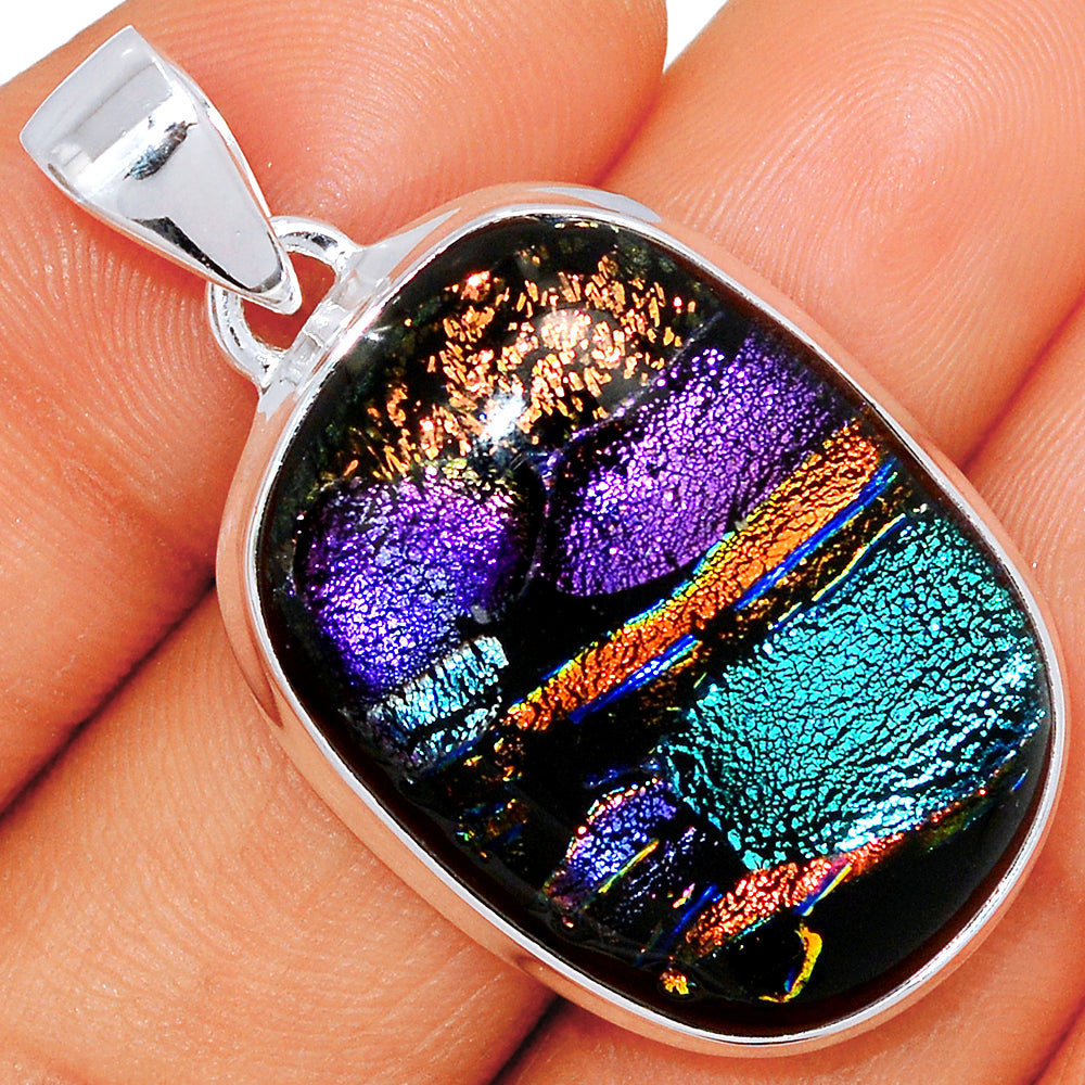 Sterling Silver Dichroic Glass Pendant