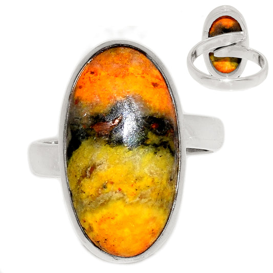 Sterling Silver Bumble Bee Jasper Ring - Adjustable Size