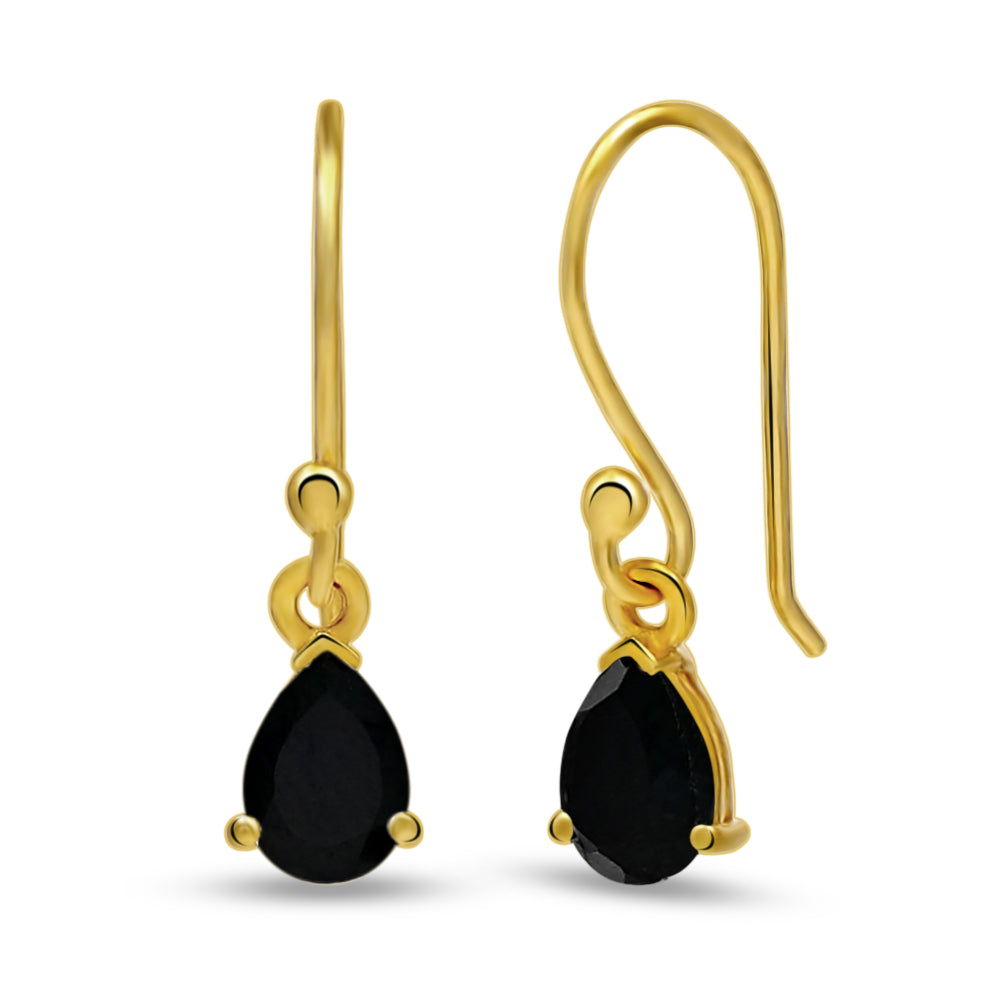 18k Gold Vermeil Black Onyx Earrings