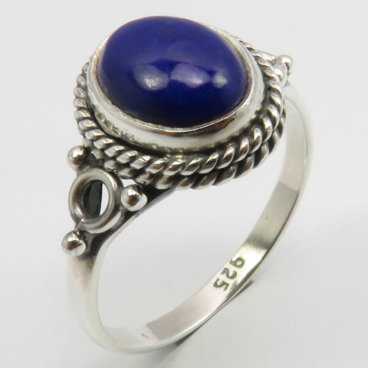 Lapis Lazuli Sterling Silver Embellished Ring