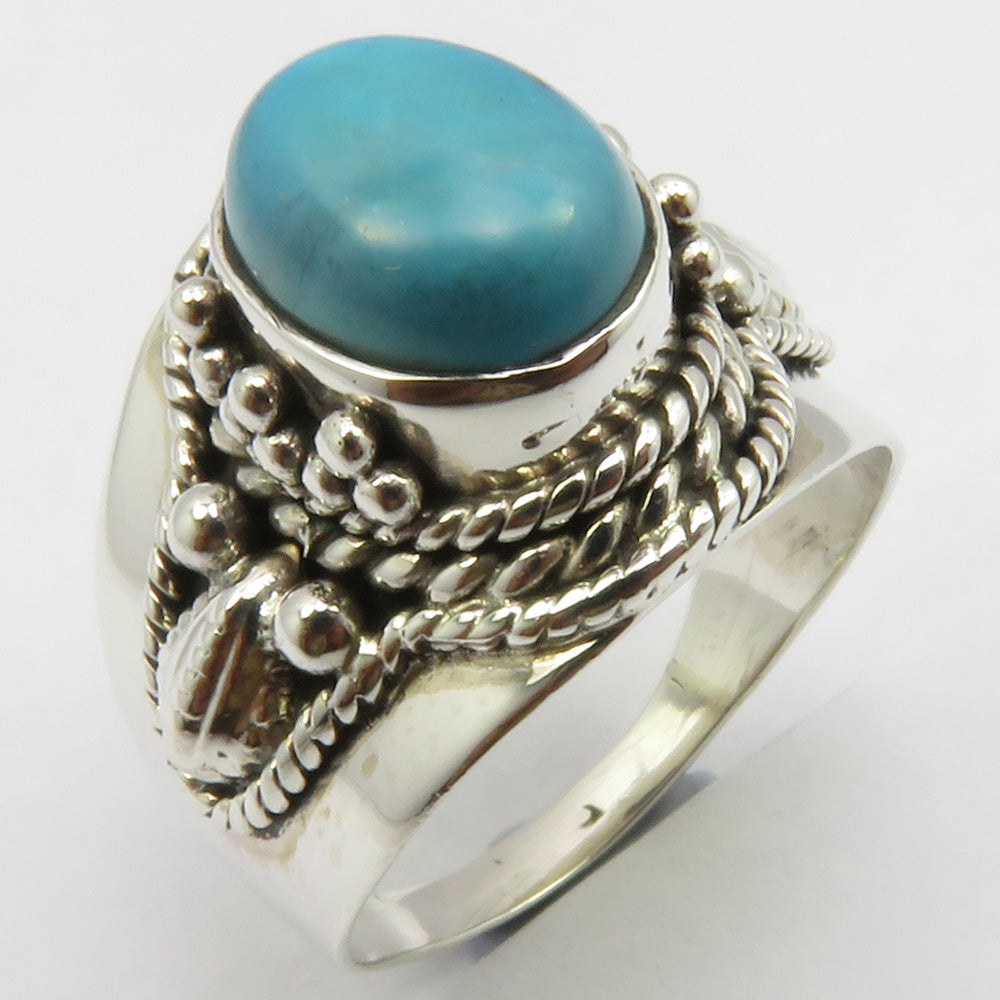 Turquoise Sterling Silver Embellished Ring