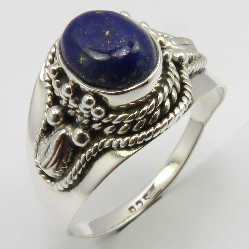 Lapis Lazuli Sterling Silver Embellished Ring