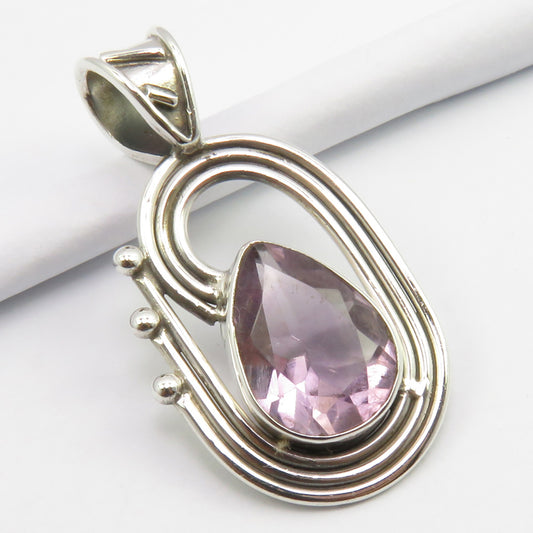 Faceted Amethyst Sterling Silver Pendant