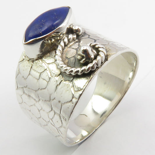 Lapis Lazuli Sterling Silver Embellished Ring