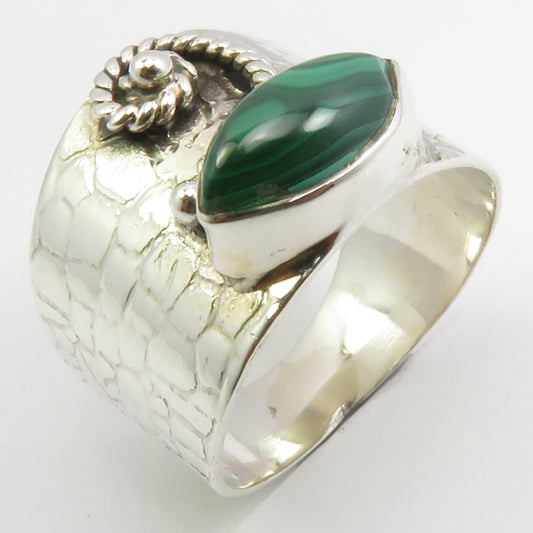 Malachite Sterling Silver Embellished Ring