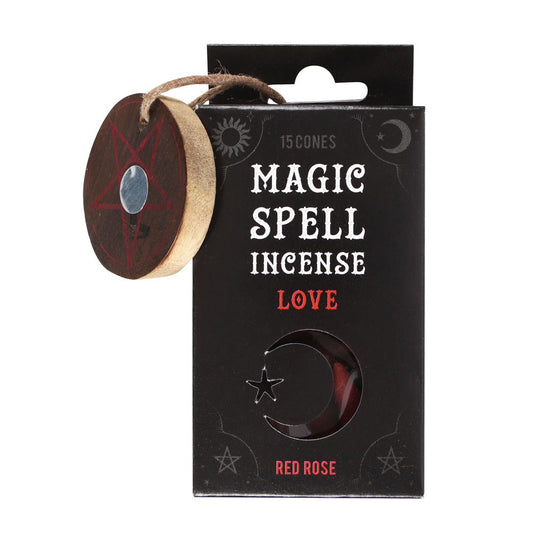 Love (Red Rose) Spell Incense Cones & Wooden Holder
