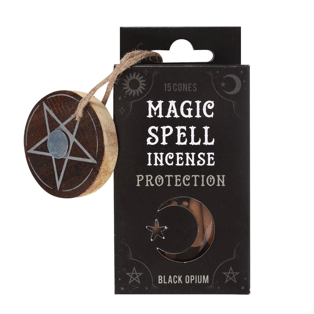 Protection (Opium) Spell Incense Cones & Wooden Holder
