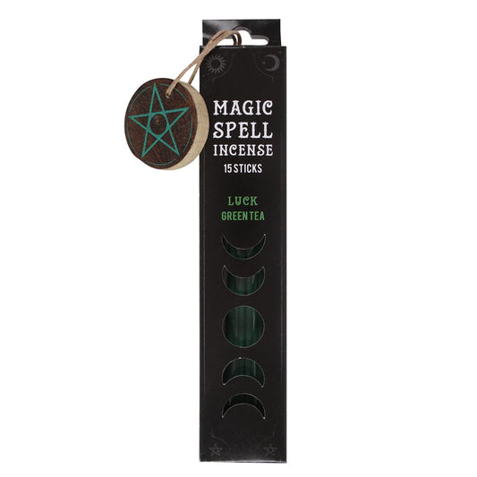 Luck (Green Tea) Spell Incense Sticks & Wooden Holder