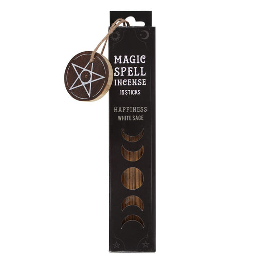 Happiness (White Sage) Spell Incense Sticks & Wooden Holder