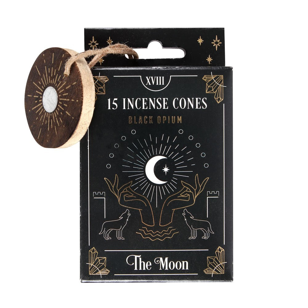 The Moon (Black Opium) Tarot Incense Cones & Wooden Holder