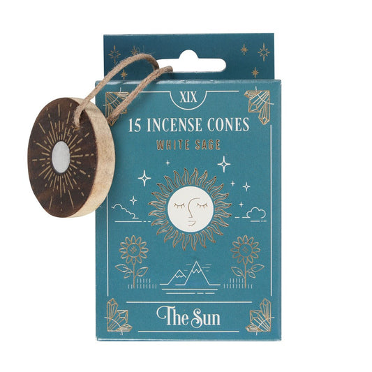 The Sun (White Sage) Tarot Incense Cones & Wooden Holder
