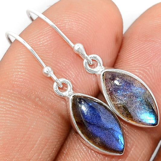 Sterling Silver Blue Fire Labradorite Earrings