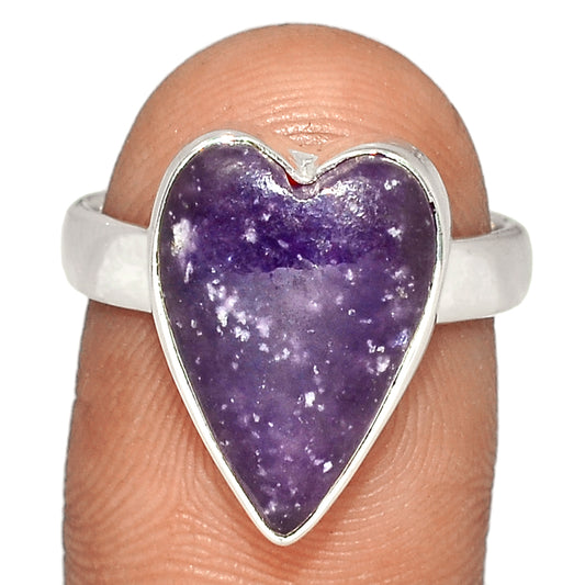Sterling Silver Heart Lepidolite Ring
