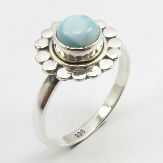 Larimar Sterling Silver Flower Ring