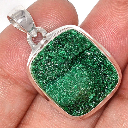 Sterling Silver Malachite Druzy Pendant