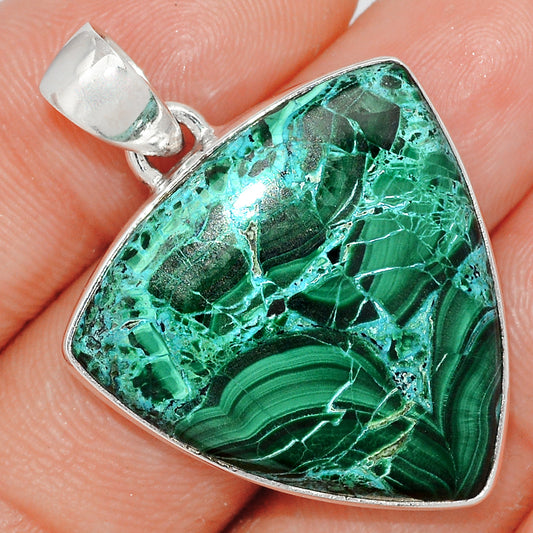 Sterling Silver Malachite in Chrysocolla Pendant