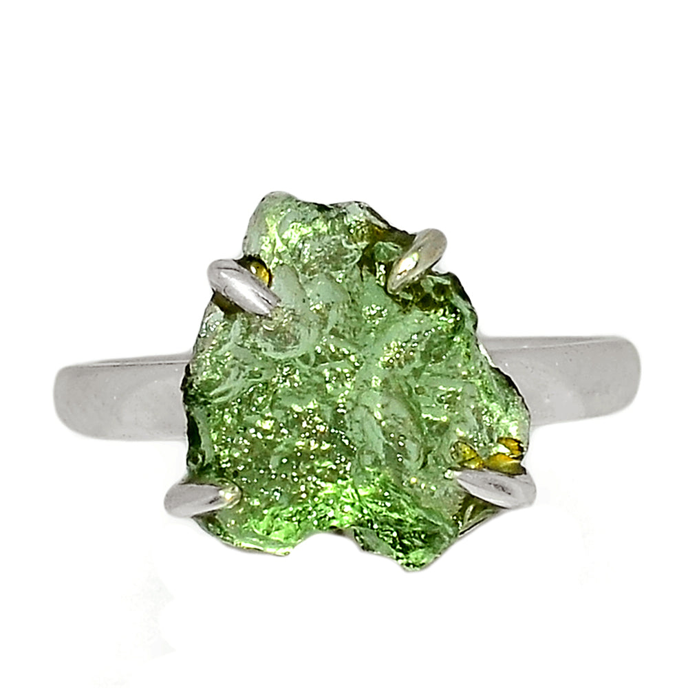 Sterling Silver Raw Moldavite Ring