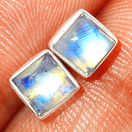 Rainbow Moonstone Sterling Silver Studs