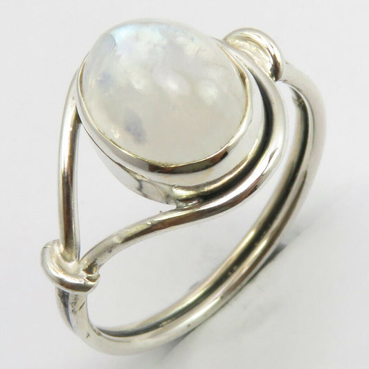 Rainbow Moonstone Sterling Silver Embellished Ring