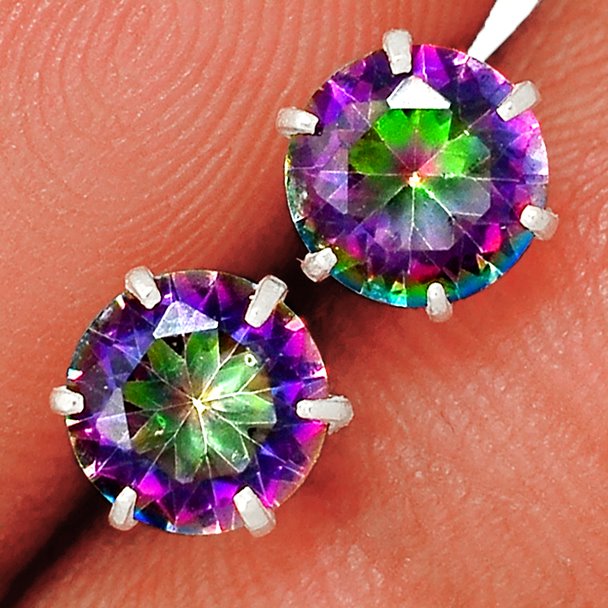 Sterling Silver Faceted Mystic Topaz Studs