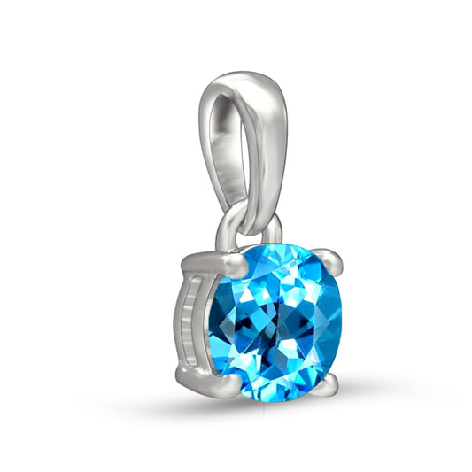 Sterling Silver Faceted Blue Topaz Pendant