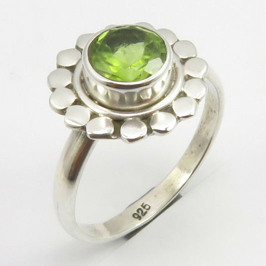 Peridot Sterling Silver Cut Flower Ring