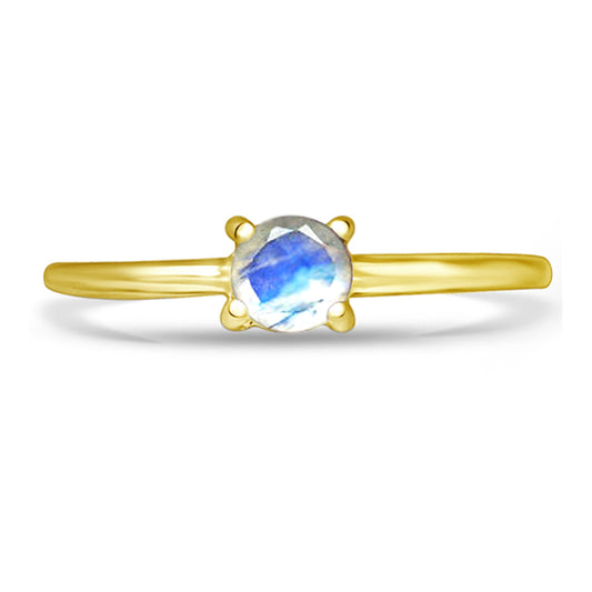 18k Gold Vermeil Faceted Rainbow Moonstone Ring