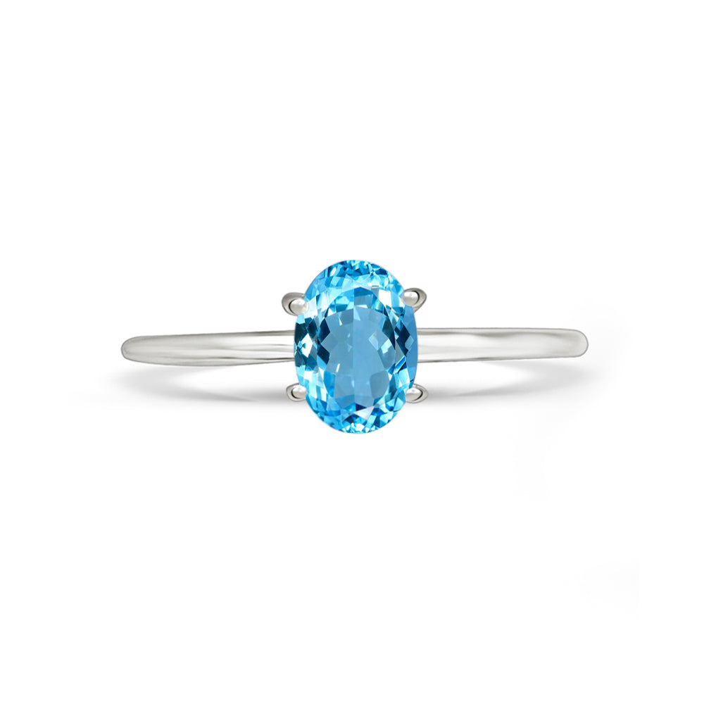 Sterling Silver Faceted Blue Topaz Ring