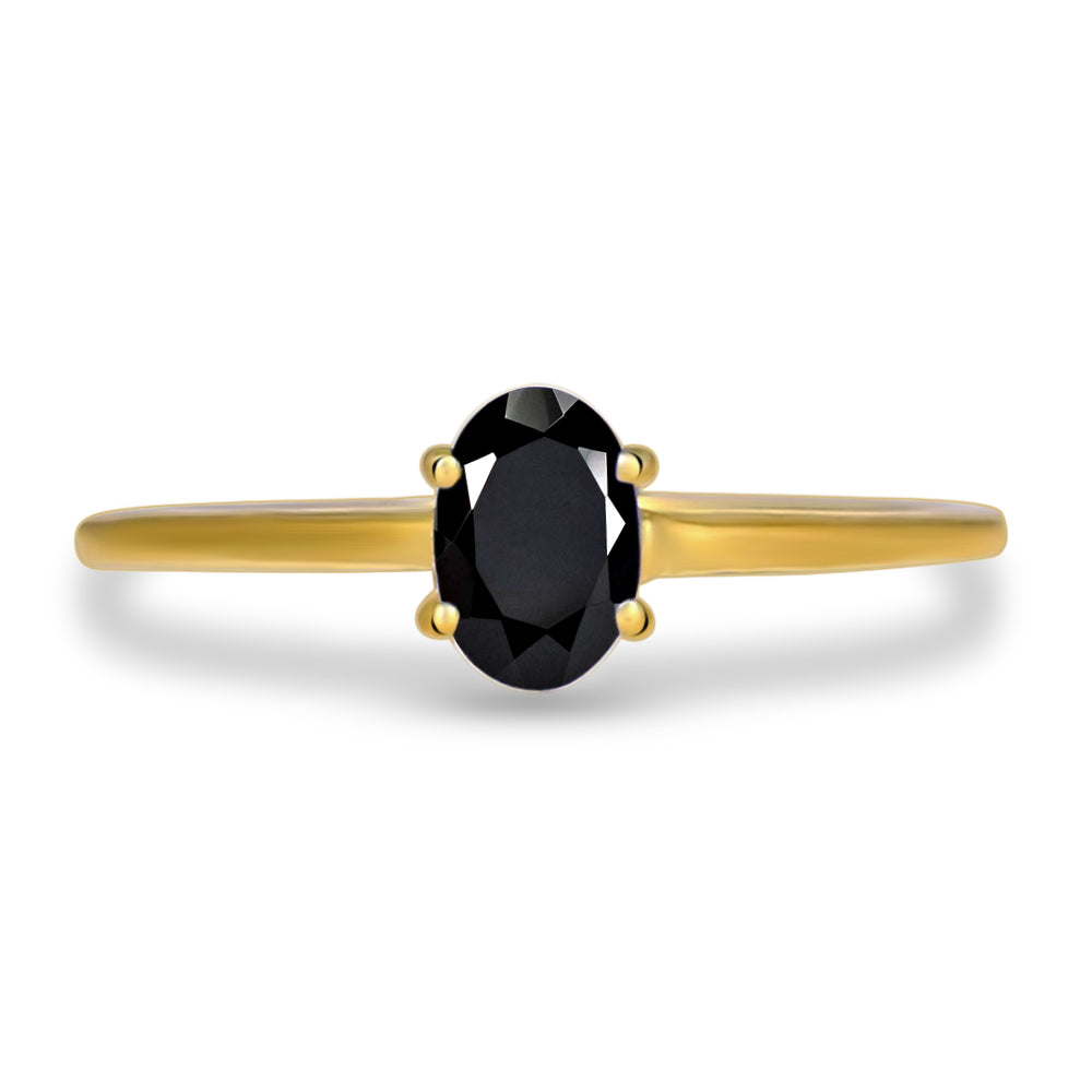 18k Gold Vermeil Faceted Black Onyx Ring
